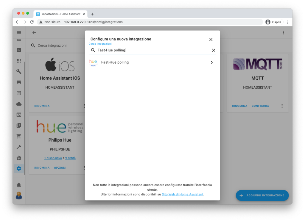 Home Assistant Philips Hue Polling - Fast-Hue Aggiunta Integrazione
